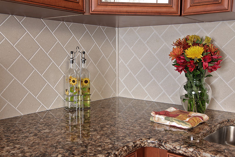 Backsplash Options: Glass, Ceramic Tile or Grout Free Corian